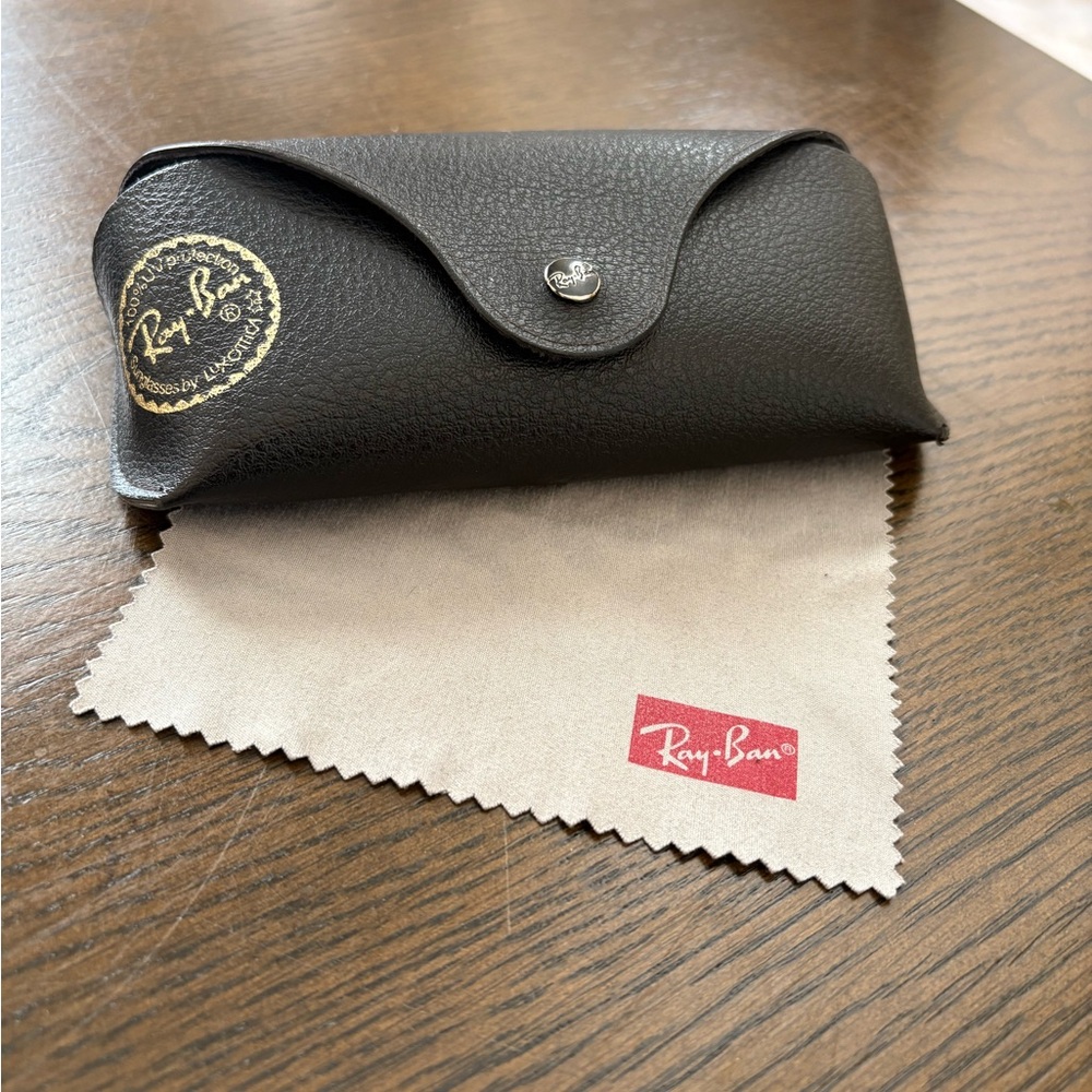 Authentic RayBan Leather Case-Black with Cleaning Cloth. Case only!!